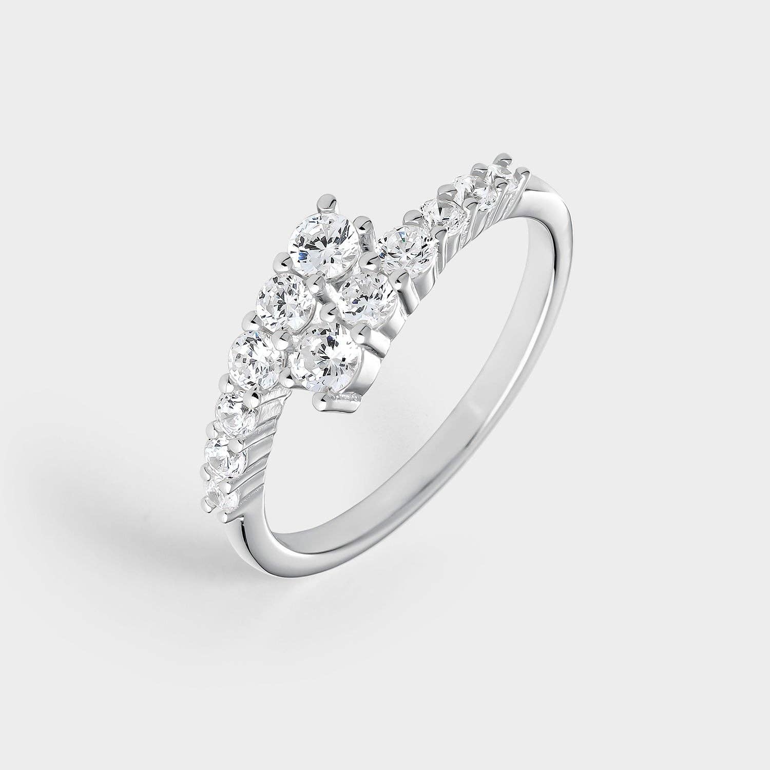 Itemporality - Wholesale Multi-Stone Ring - Two-line silver ring with zircons1