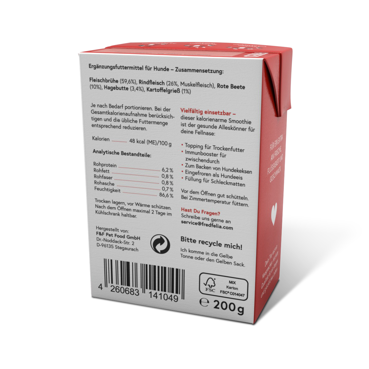 FRED & FELIA – wholesale Husdjursfoder – Hund – FRED Smoothie Nötkött med Nypon3