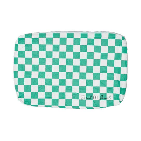Green Checker Water Resistant Pouch for wholesale by Local Beach