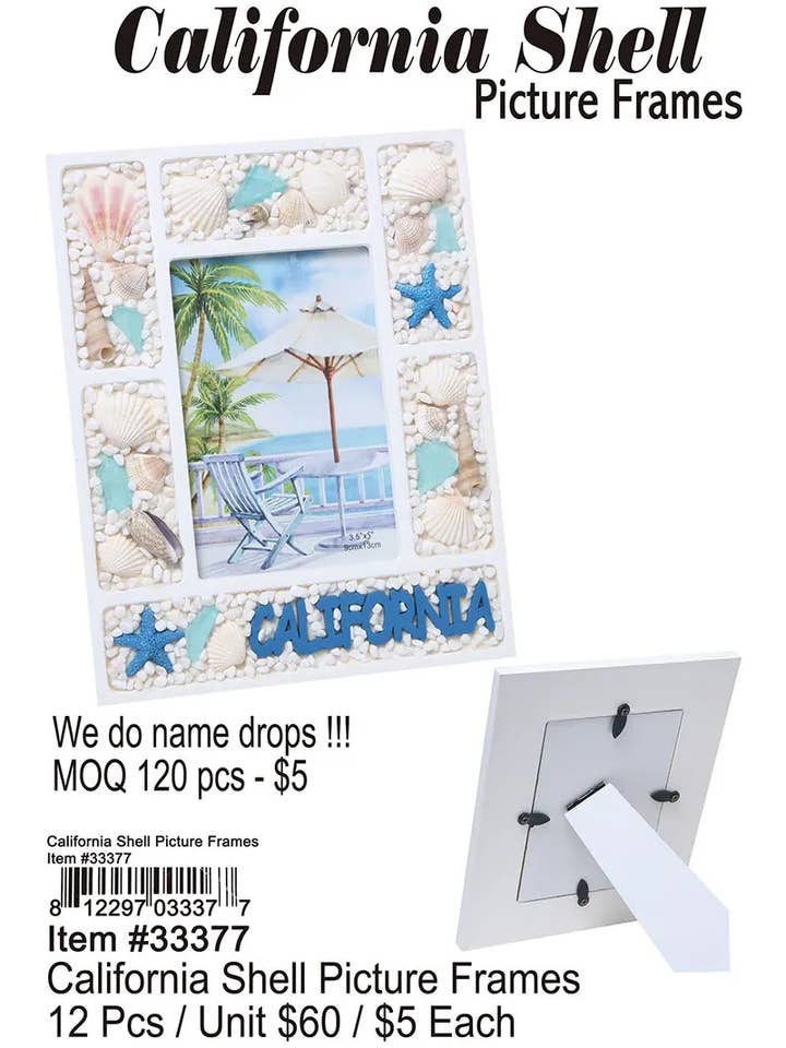 Californië Schelpen Fotolijsten. voor wholesale door Puka Creations