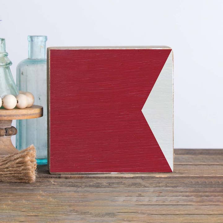 Decorative Wooden Block Nautical Flag Letter B for wholesale by Rustic Marlin