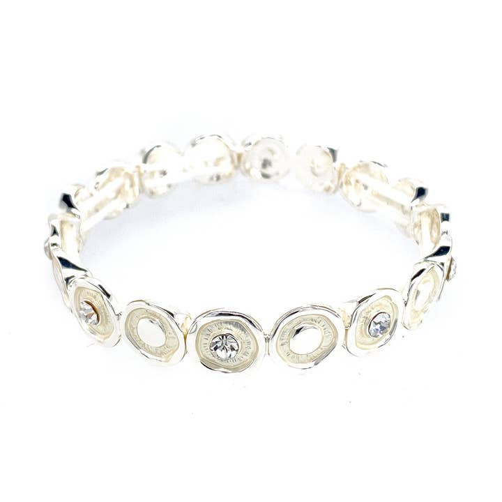 Mat hvid forsølvet elastisk armbånd for engroshandel hos Signé