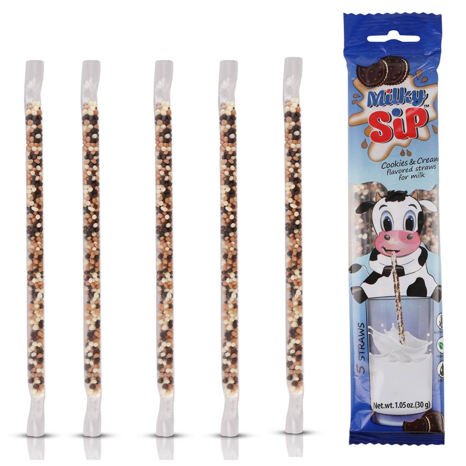Zimply Foods - Wholesale Drinking Straw - 5 Pack Cookies and Cream Flavor Milk Flavoring Straws0