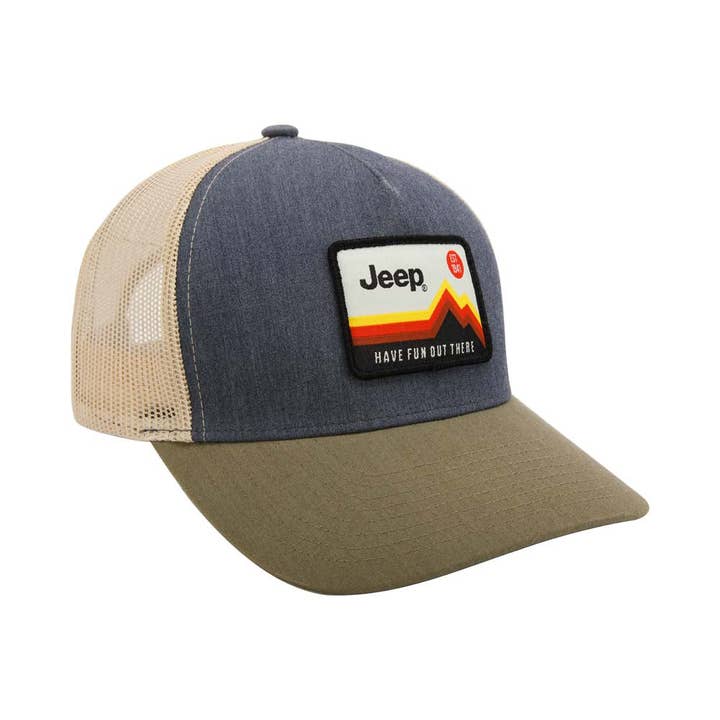 Detroit Shirt Co. – Engroshandel Trucker hat - Unisex – Hat - Jeep Have det sjovt derude Trucker Patch Hat - Trækul/Oliven/Khaki1