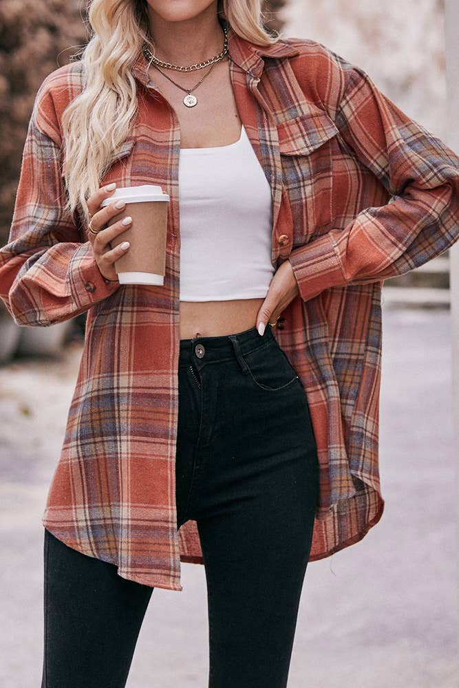 Comely Fashion - Wholesale Button Down Shirt - Women's - Women Plaid Blouse Buttoned Fall Sesaon Shirt CF-MD07417