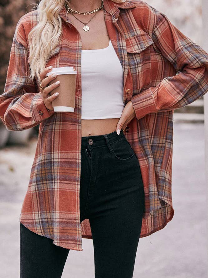 Comely Fashion - Wholesale Button Down Shirt - Women's - Women Plaid Blouse Buttoned Fall Sesaon Shirt CF-MD07417