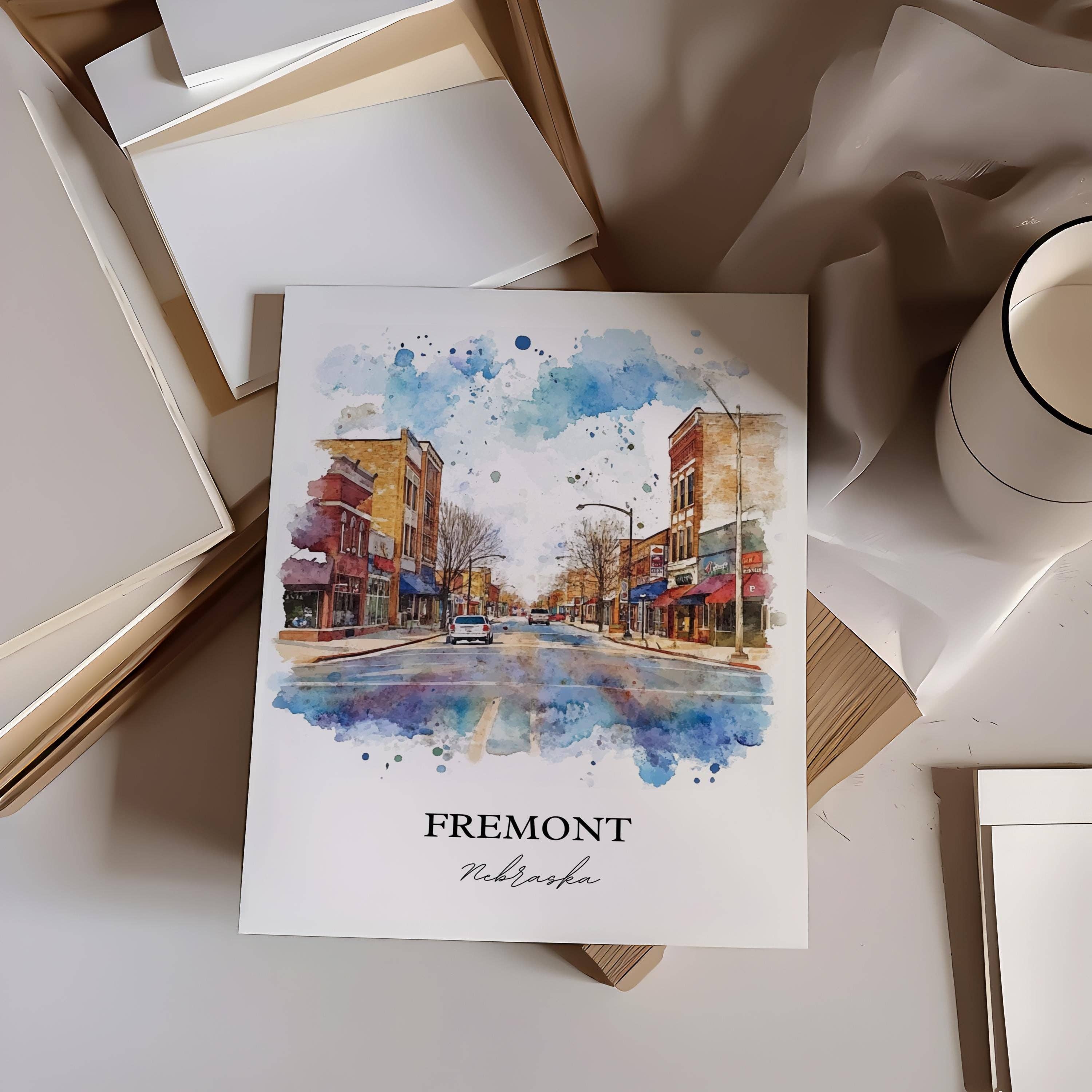Premium Travel Art - Wholesale Art Print - Fremont Nebraska Wall Art, Dodge County NE Print, Nebraska Watercolor Art, Fremont NE Gift, Travel Print, Travel Poster, Housewarming Gift4