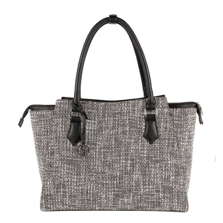 Laptop bag - Caddy Tweed 15 inch - grey white fabric for wholesale by Socha