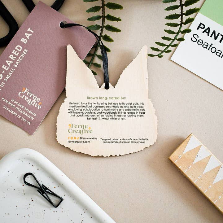 Ferne Creative - Wholesale Ornament - Long-eared Bat Wooden Ornament1