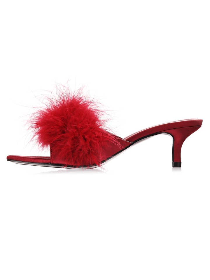 Infinity Classics International Inc. - Wholesale High Heels - Women's - Women's Mona Marabou Hard Sole Slender Heel Slipper4