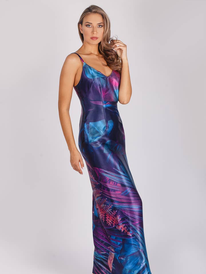 Long Satin Dress With A Straight Silhouette for wholesale by Maison BOGOMIL