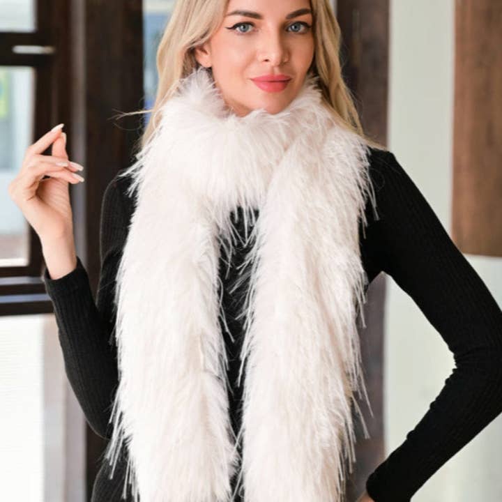 MiMi Wholesale - Wholesale Scarf - Women's - S5122 Lana Feathered Fur Shaggy Scarf Stole1
