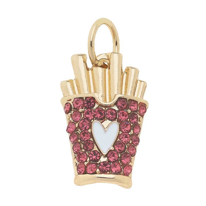 Pave French Fries Charm in Pink for wholesale by Canvas Style