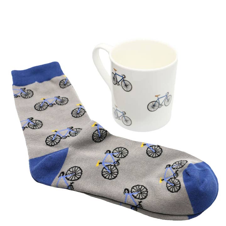 Bicycle Fine Bone China Mug & Sock Set for wholesale by Dalaco - incorporating David Aster