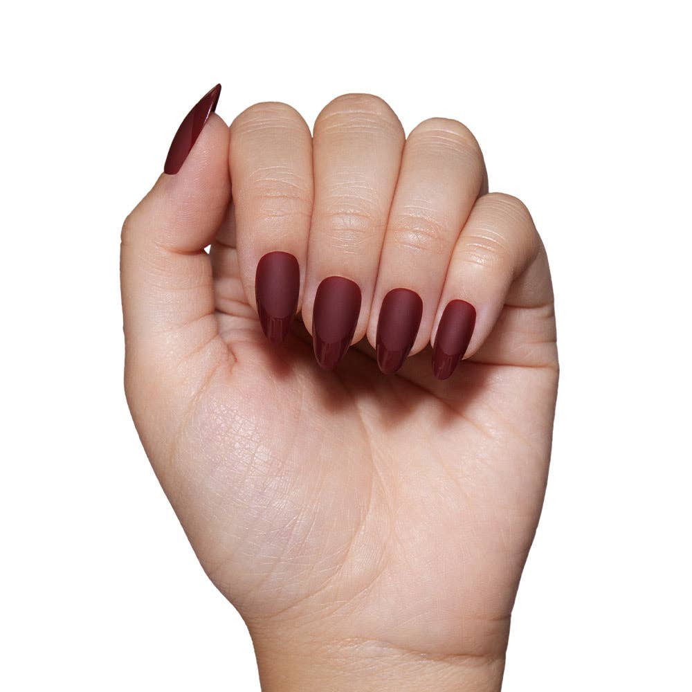Glamnetic - Wholesale Press-On/Fake Nails - Merlot Press-On Nails| Matte Finish| Gloss French Tip| Short5