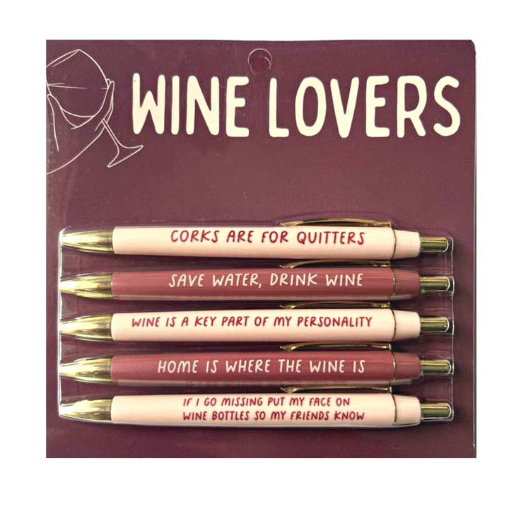 FUN CLUB – Großhandel Stift – Weinliebhaber-Stiftset (lustig, Wein, Weingut, Geschenk, einzigartig, Schreibwaren)