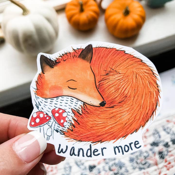 Forest & Fauna Paper Co. - Wholesale Sticker - Wander More Fox Sticker