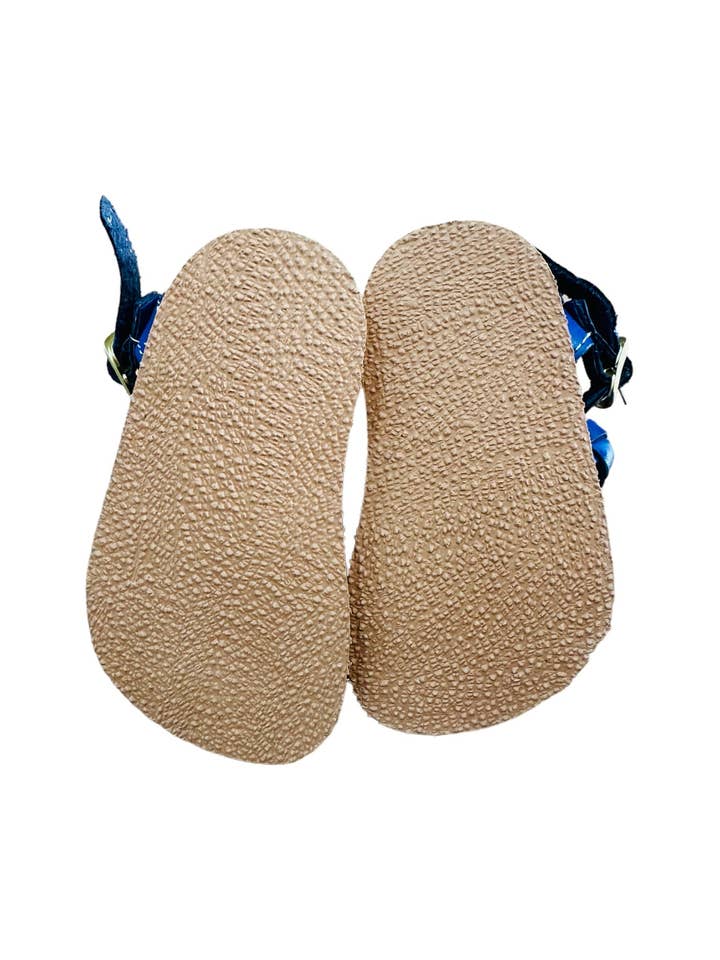 Cielito Lindo - Wholesale Sandals - Kids - Mexican Girl Royal Blue Flower Leather Sandals3