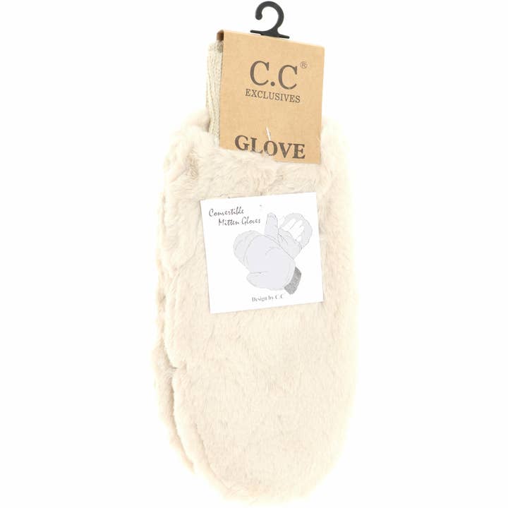 C.C Beanie - Wholesale Mittens - Women's - Fuzzy Lined Fur Women's Convertible Mittens