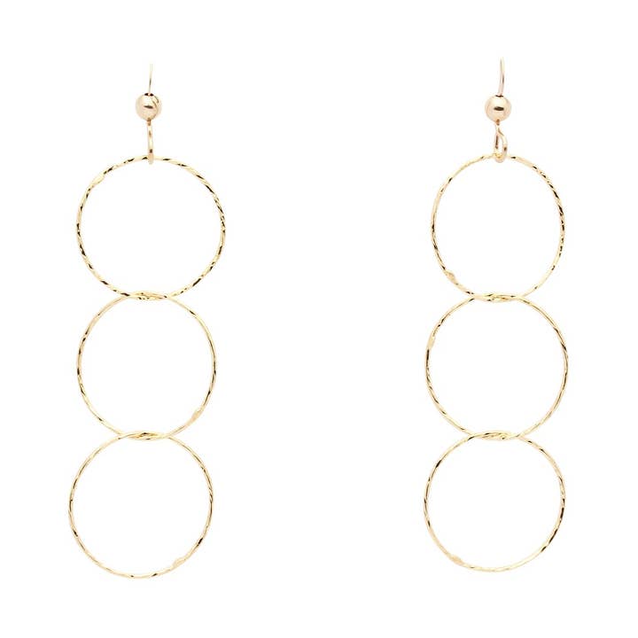 Triple Diamond Cut Circle Earrings for wholesale by Ofina Jewelry