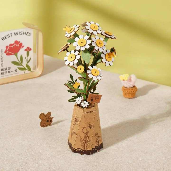 Hands Craft - Wholesale DIY Craft Kit - 3D Wooden Flower Puzzle: Chamomile