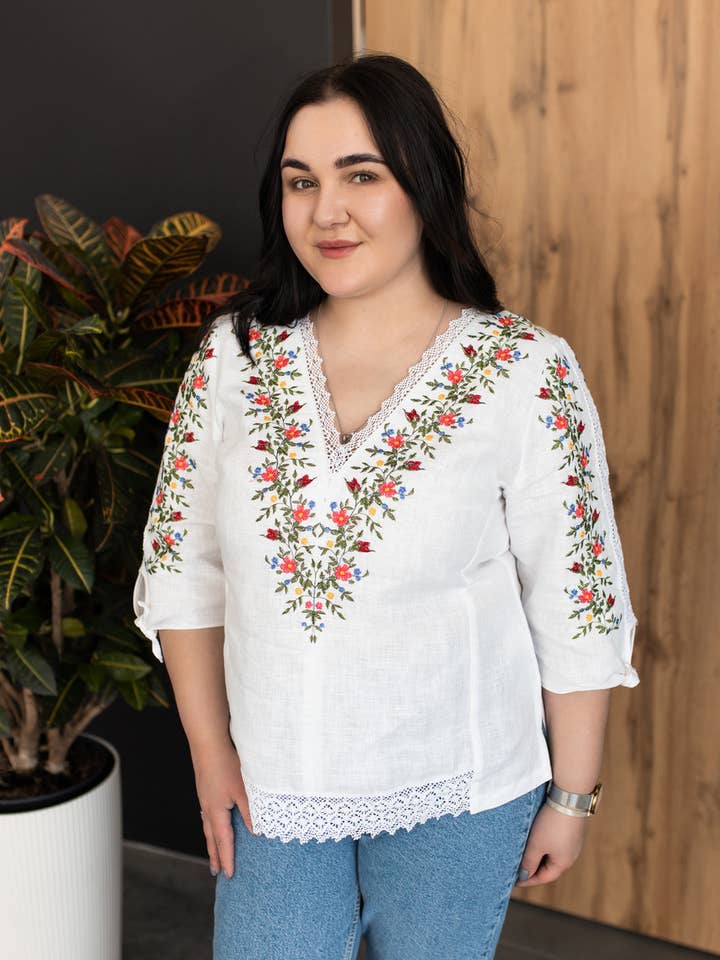 Handmade Originals Ukraine - Wholesale Blouse - Women's - Embroidery Blouse Yana White Plus Size3