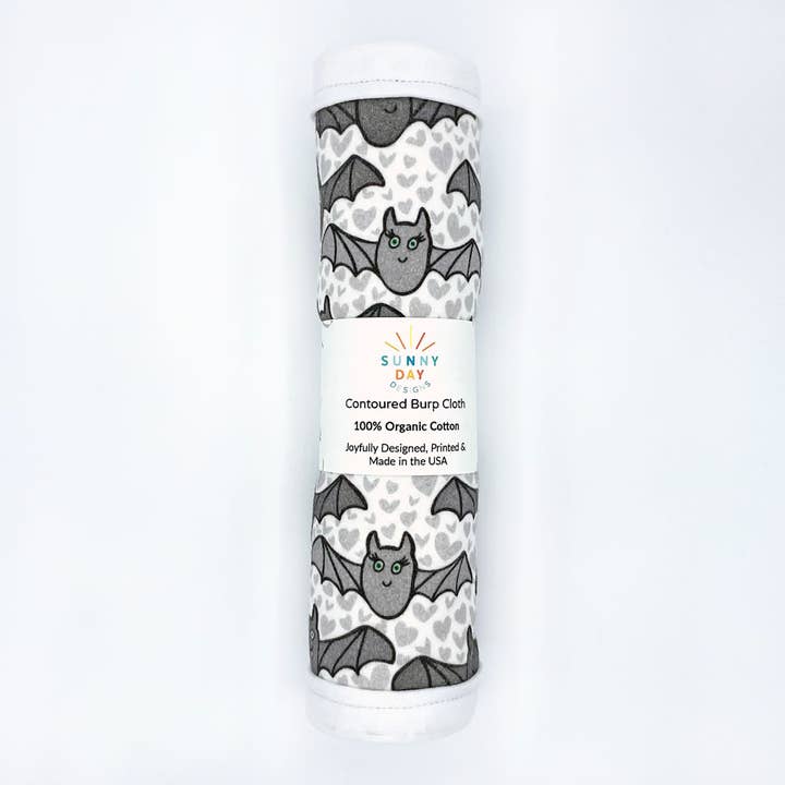 Sunny Day Designs - Wholesale Burp Cloth - Baby - Benevolent Bats Organic Cotton Burp Cloth1