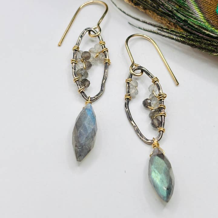 Rachel Renee Jewelry - Wholesale Dangle Earrings - ANKICA Labradorite Goddess Geode Earrings  0