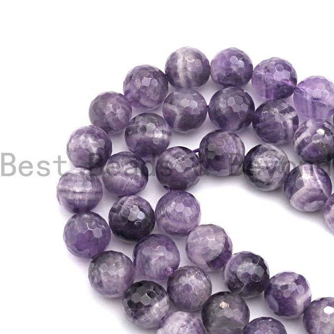 High Quality Natural Dog Teeth Amethyst, Round Faceted 6mm/8mm/10mm,sku#U484 for wholesale by BestBeads&Beyond