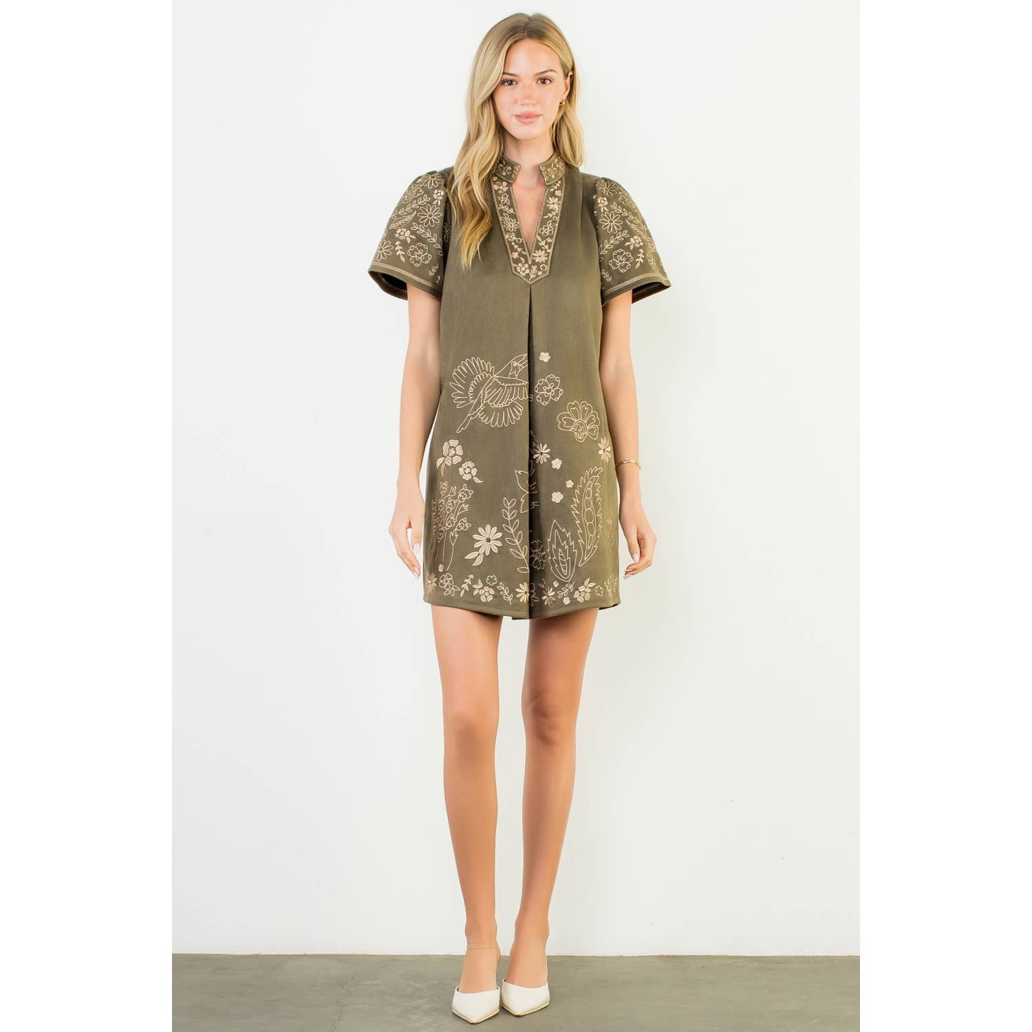 THML - Wholesale Dress - Women's - Short Sleeve Embroidered Detail Dress7