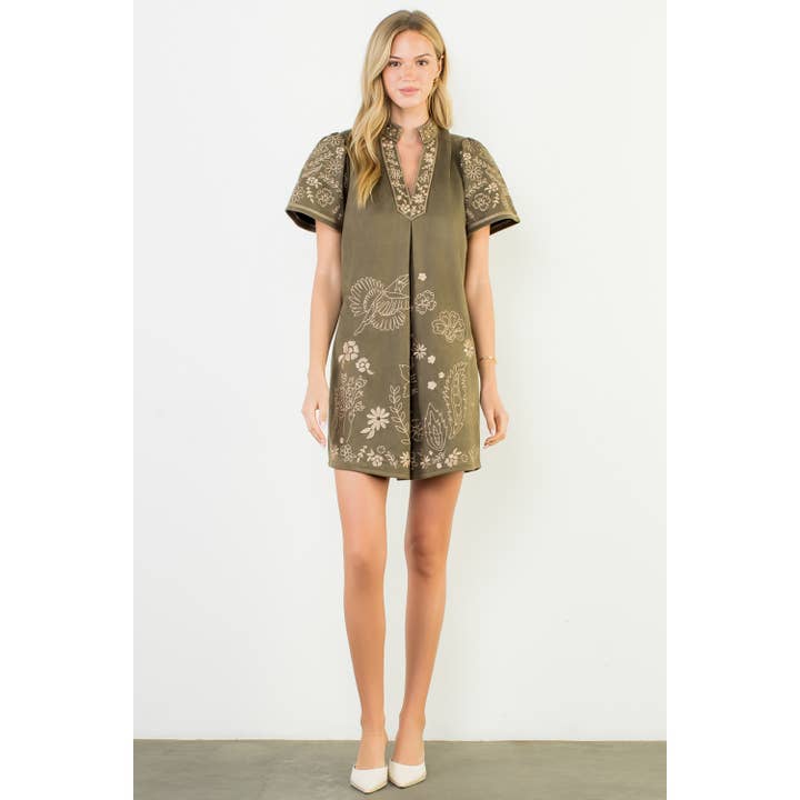 THML - Wholesale Dress - Women's - Short Sleeve Embroidered Detail Dress7