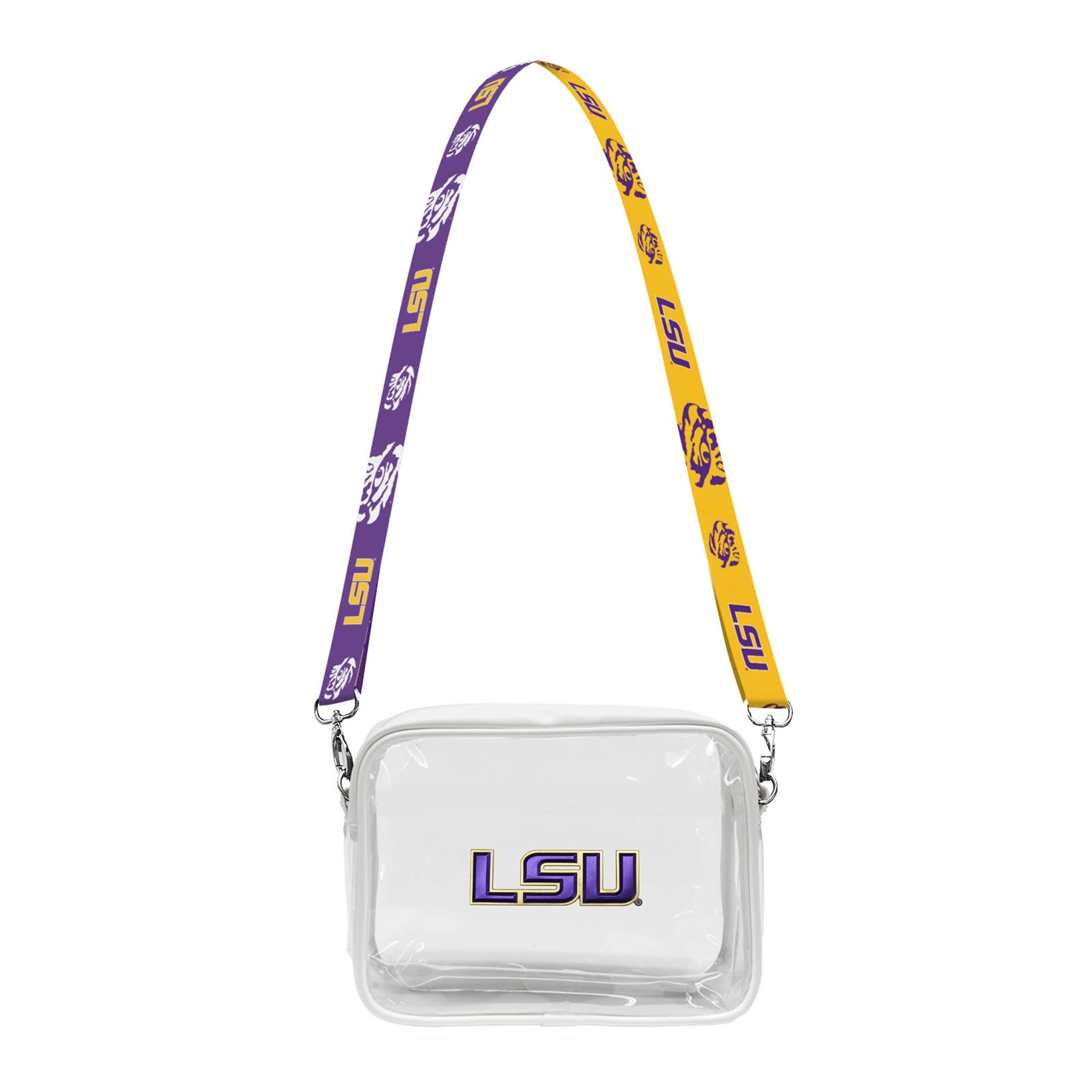 Little Earth Productions - Wholesale Crossbody Bag - Unisex - NCAA LSU Tigers Clear Fanny Fan Purse0
