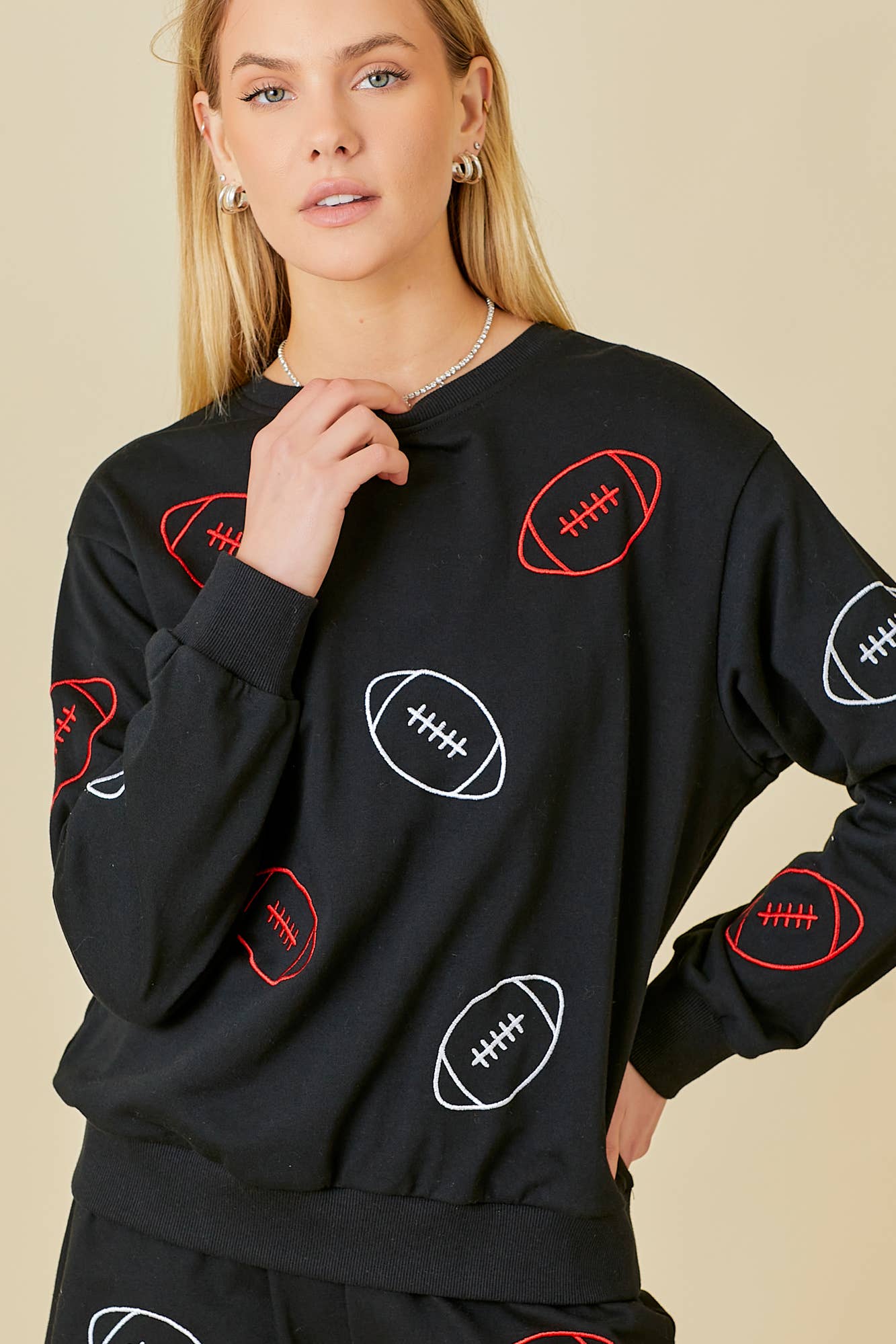 BLACK Game Day Football EMB Sweatshirt for wholesale on Faire3