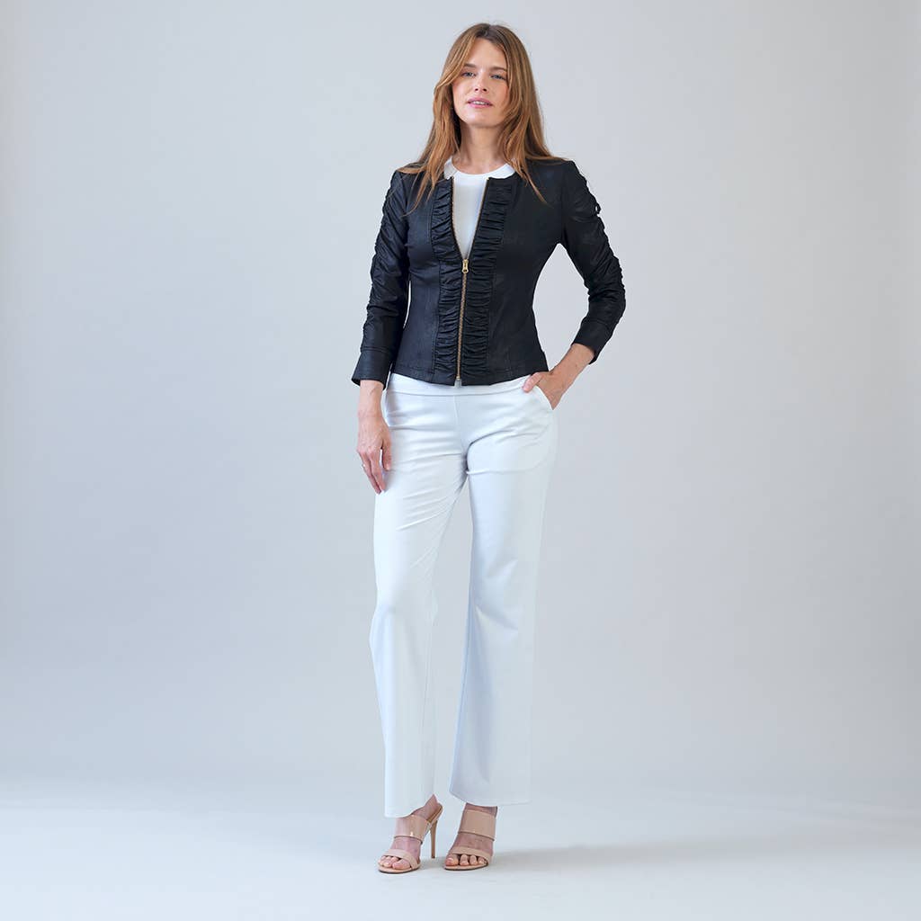 Clara Sunwoo – wholesale Leather jacket – Women′s – JK83 - Liquid Leather ™ Ruched Detail Jacket15