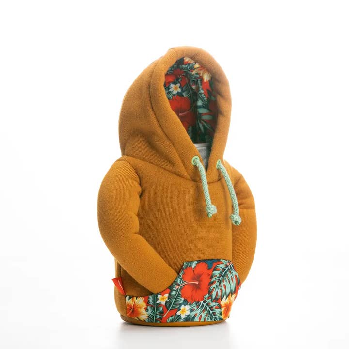 Puffin Drinkwear - Wholesale Drink Huggers & Koozies - The Hoodie - Insulated Can Cooler -Honey Brown & Island Time