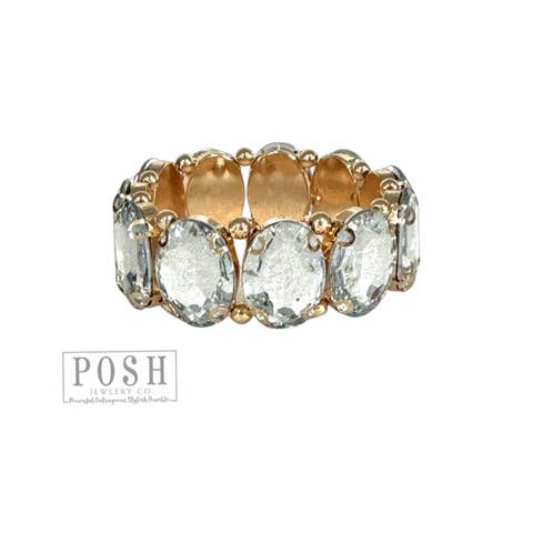 Pink Panache Brands - Wholesale Bangle Bracelet - Oval rhinestone bracelet