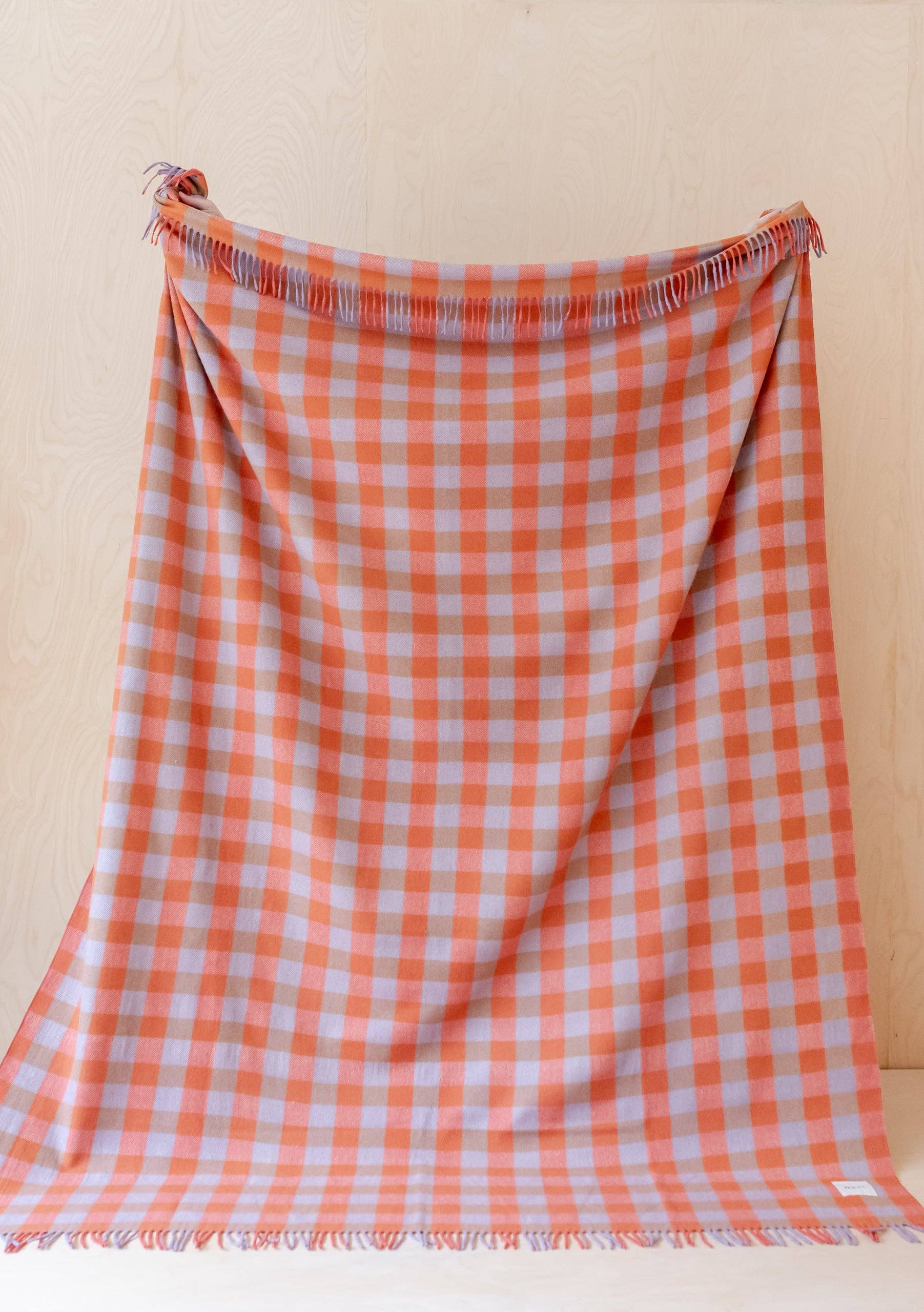 TBCo - Wholesale Throw Blanket - Recycled Wool Extra Large Blanket in Orange Gingham0