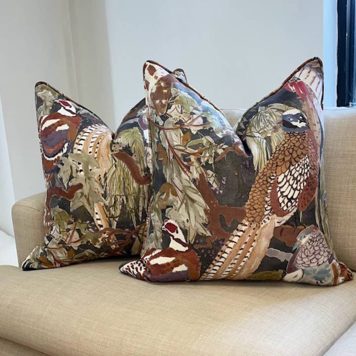 Wheaton Whaley Home - Wholesale Throw Pillow Cover - Game Birds in Charcoal by Lee Jofa