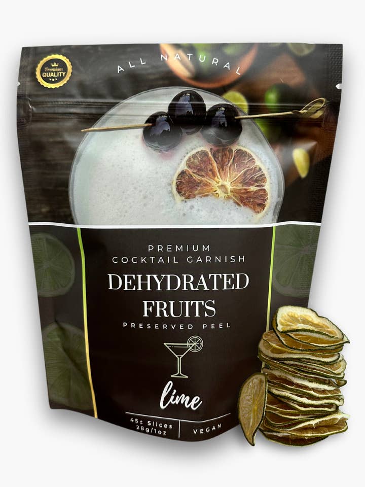 Dehydrated Lime for cocktails | 45± Slices | DRIED FRUITS for Cocktail Garnishes & More for wholesale by PRESERVED PEEL
