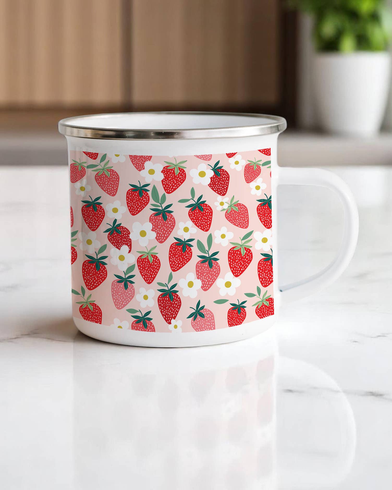 Sovende Bjorn - Wholesale Coffee Mug - Strawberries, Camping Mug. From the Wild & Whimsy Collection0