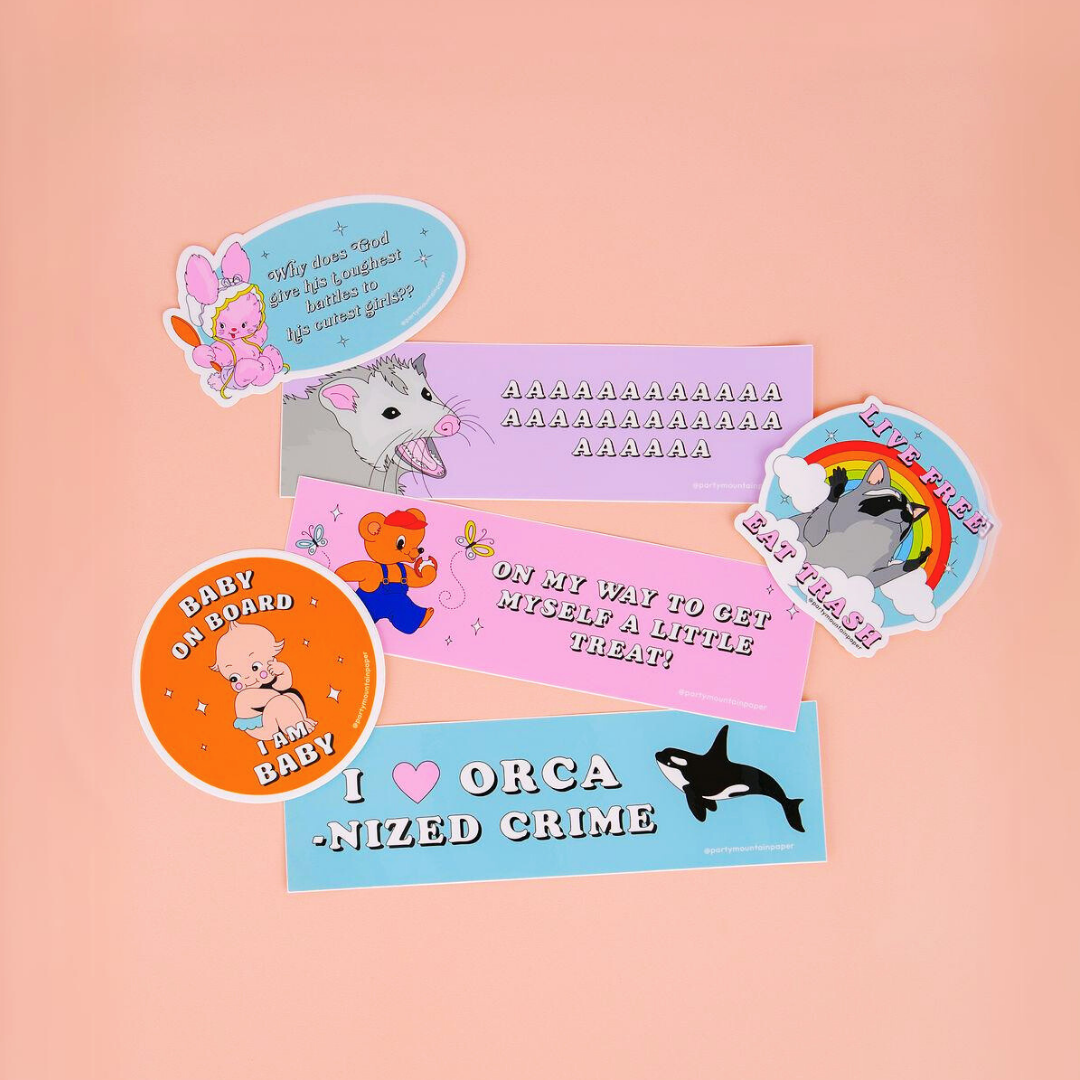 Party Mountain Paper co. - Vente Autocollant - Autocollant pour pare-chocs Live Free, Eat Trash3