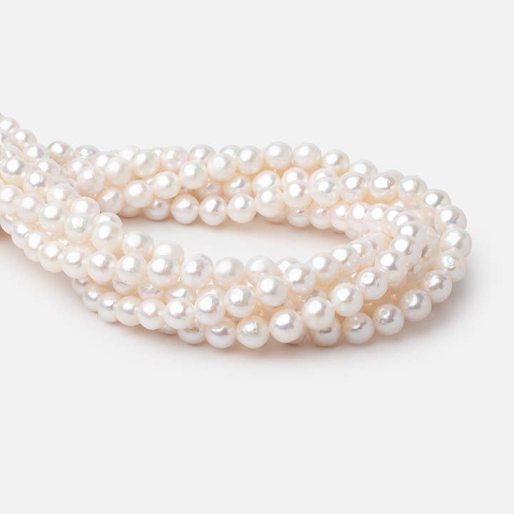 Beads of Cambay – wholesale Pärlor – 8mm Off White Kinesiska Akoya Saltvattenpärlor 15,5 tum 50 stycken A1