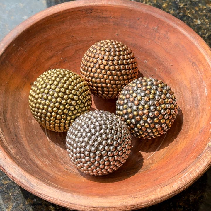 India Handicrafts Inc - Wholesale Decorative tabletop object - Million Beaded Decor Balls Asst.41