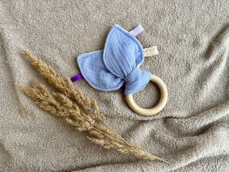 Pastel Baby – wholesale Teether (not clip-on) – Baby – Organic muslin and Bamboo baby first teether - Bunny ears9
