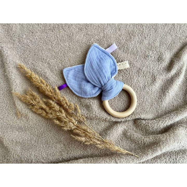 Pastel Baby – wholesale Teether (not clip-on) – Baby – Organic muslin and Bamboo baby first teether - Bunny ears9