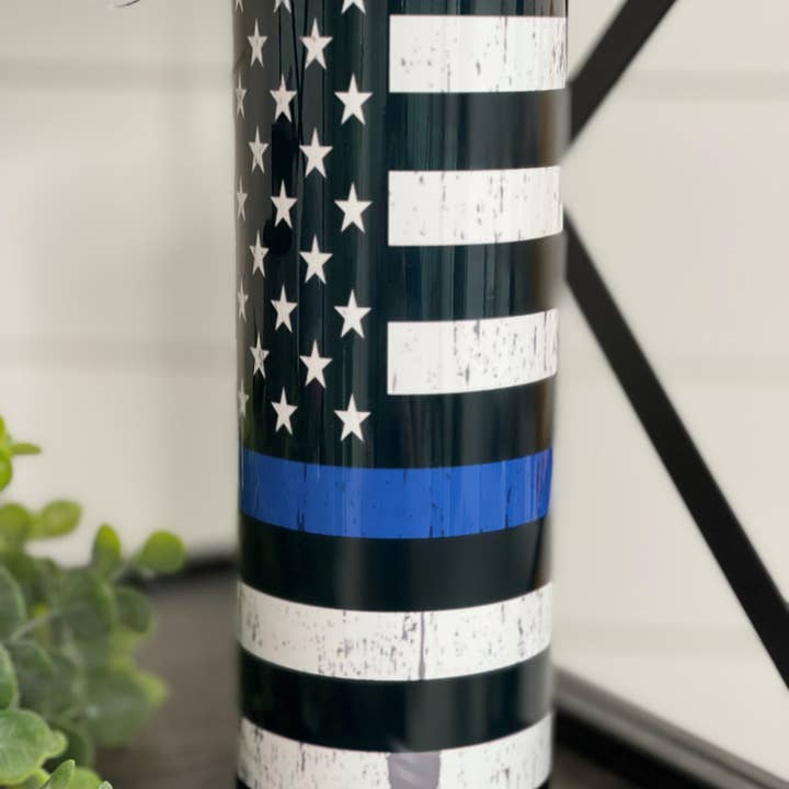 CMD Wholesale - Wholesale Insulated Mug/Tumbler - Thin Blue Line 20oz Skinny Tumbler2