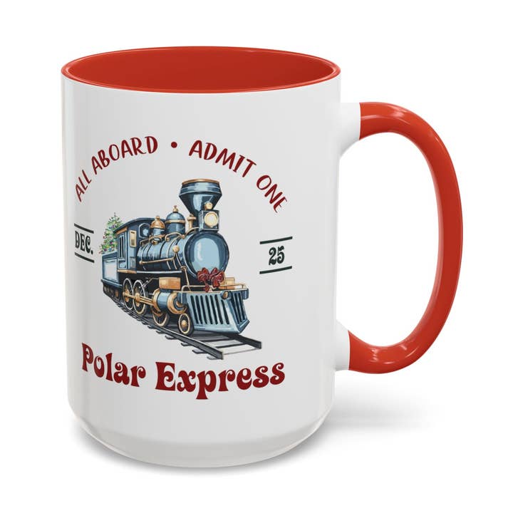 Polar Express Train Two Tone Ceramic Coffee Mugs for wholesale by Blue Cava
