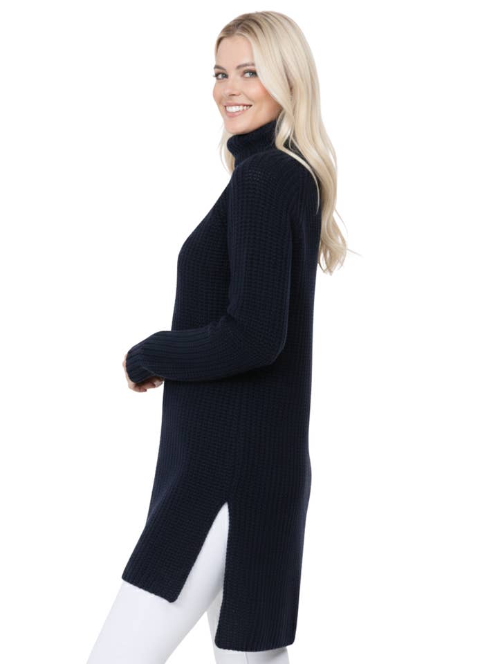 Mak - Venta al por mayor Jersey largo - Mujer - Suéter tipo túnica con cuello alto y manga larga para mujer MK366010