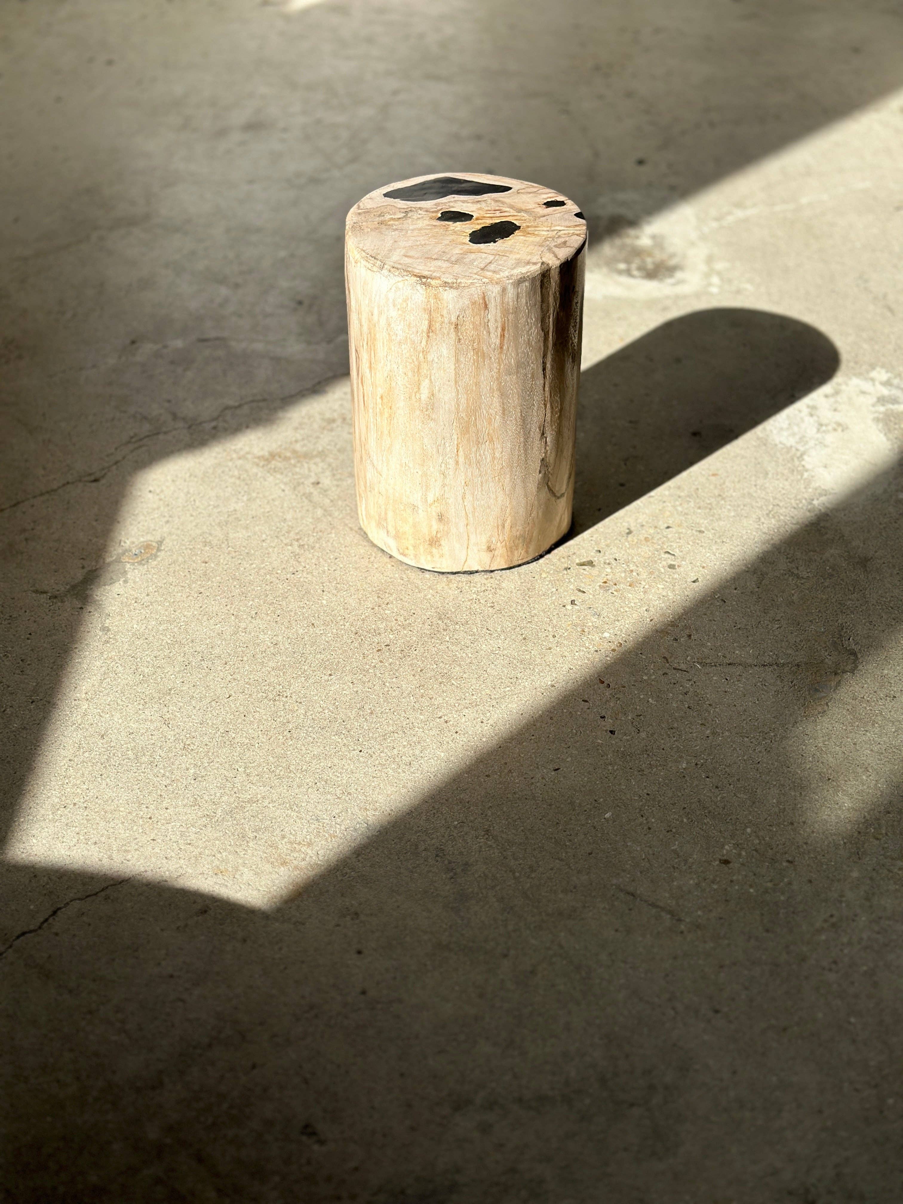 Office Objets - Wholesale Side Table - White petrified wood side table with black spots H:27.5 D:1835