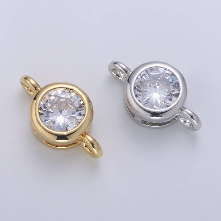 Gold Filled Mini Circle Charm Connectors Link Connector for Bracelet, Earring, Necklace Supply- F-826-F-827 for wholesale by Aim Eternal